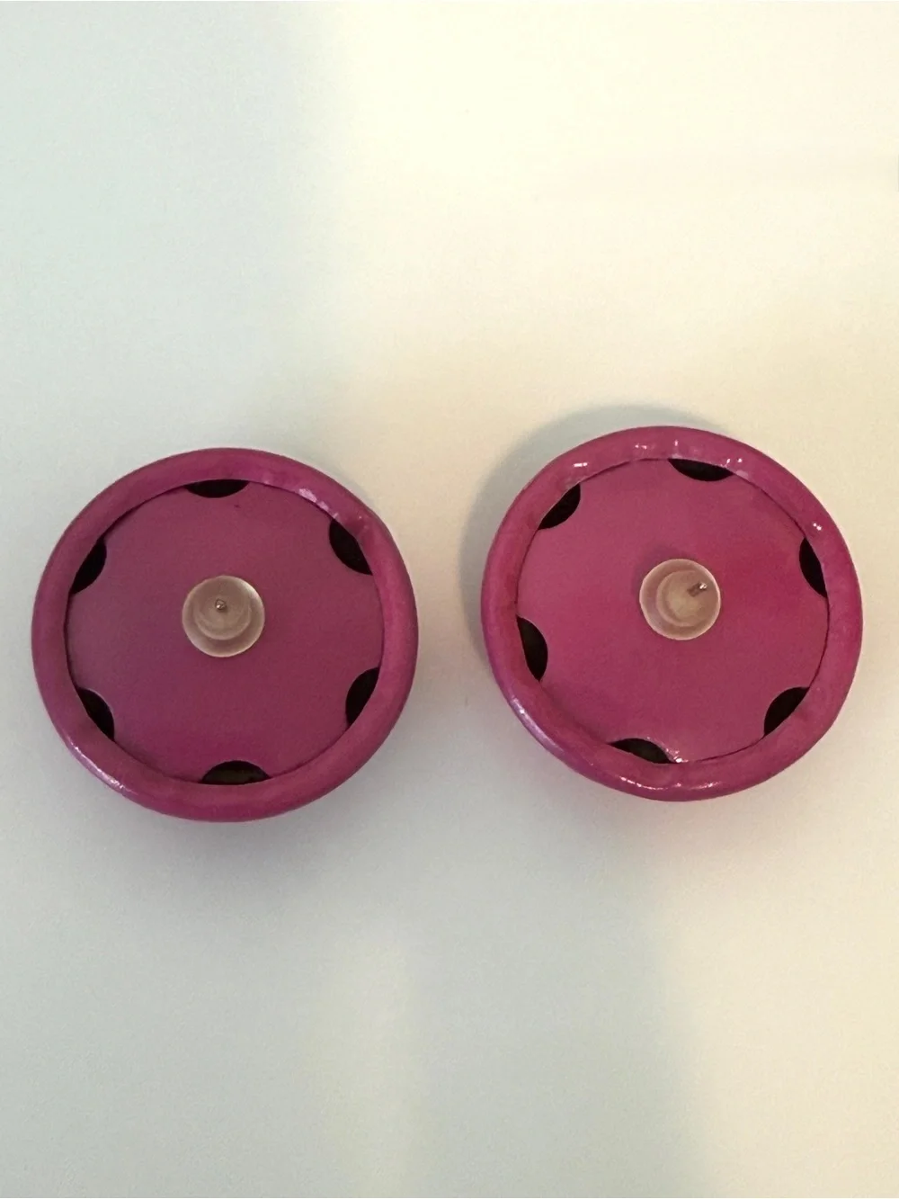 Magenta Dome Button Stud Earrings - Women's Accessories